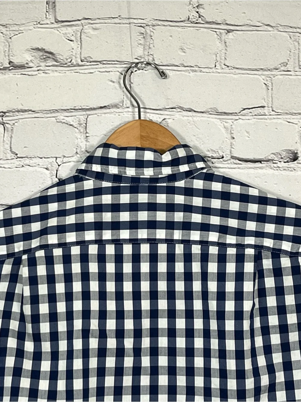 J. Crew Slim Untucked Button Up Shirt Men's Small Blue Plaid Stretch Cotton